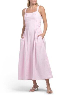 LEA Sleeveless Pleated Side Maxi Dress